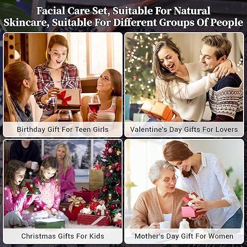 Miniatura 7 de Juego de rutina de cuidado de la piel de arroz negro natural para mujeres, kit antienvejecimiento con lavado facial, tóner, suero, loción corporal,