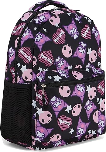 Hello Kitty Allover Mochila escolar - Kitty, My Melody, Kuromi, Keroppi - Mochila escolar con licencia oficial, Negro -, Tamaño único, Japonés
