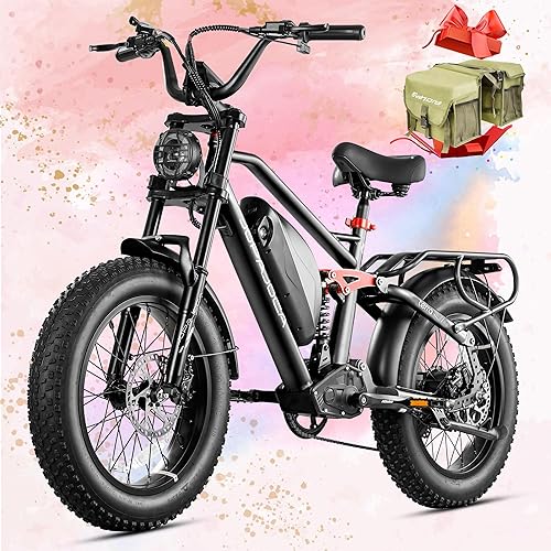 eAhora Terra/Luna 2 Dual Motor 33-31Mph Electric Bike for Adults 3000W/1500W Ebike with Removable 48V 20Ah/15Ah Battery 20'' * 4.0 Fat Tire All Terrain Ebikes, SHM 7-Speed Gear Electric Bicycle