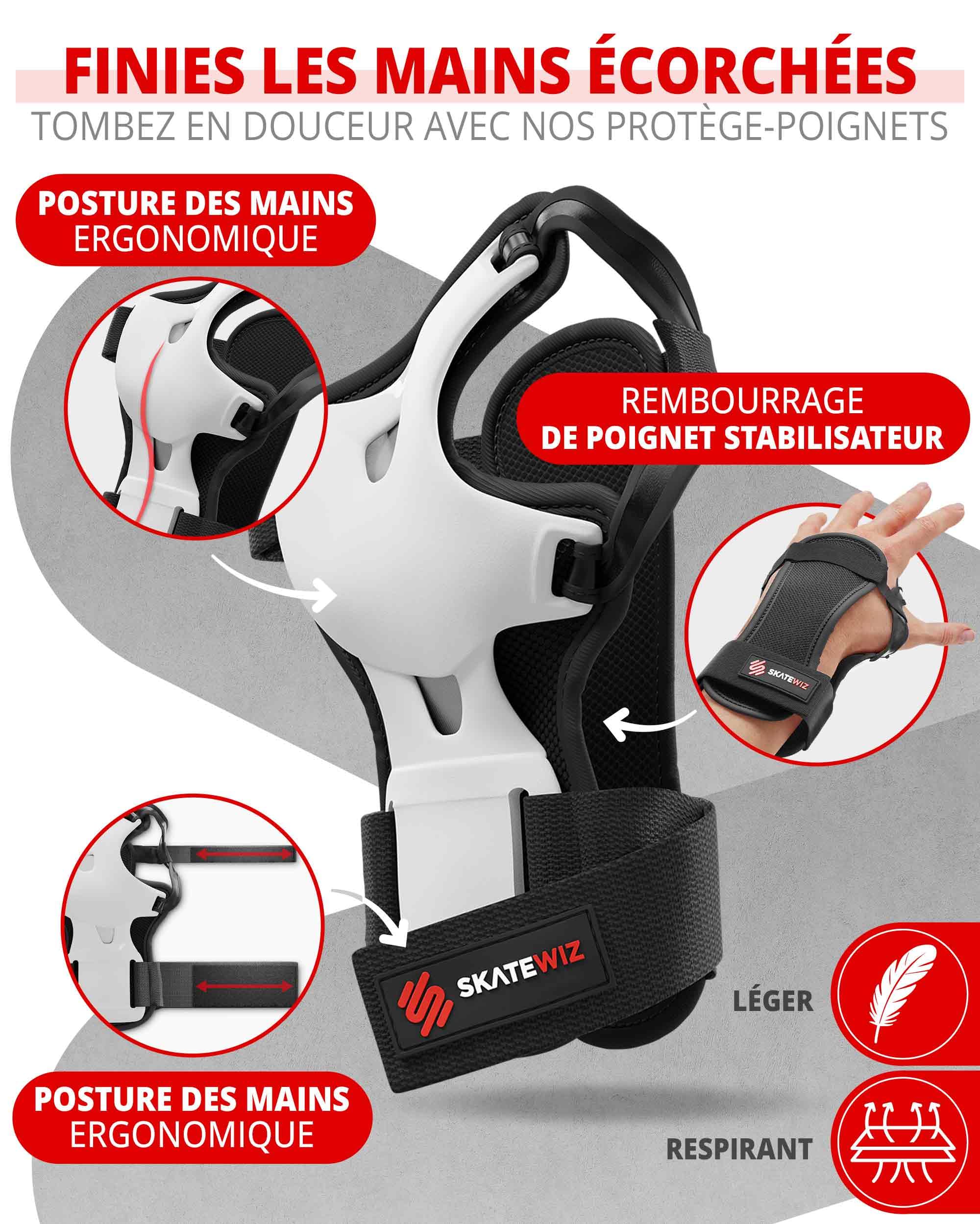 SKATEWIZ Kit de Protection Roller Enfant - Protection Skateboard Enfant, Adolescents et Adulte [6 pièces] avec Genouillères, Coudières et Protège-Poignets