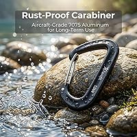 Vista 7 de Clips de Mosquetón de Servicio Pesado 12KN - Favofit Mosquetones Pequeños de 3.2'' para Senderismo Camping Hamacas Llaves Llaveros Correas