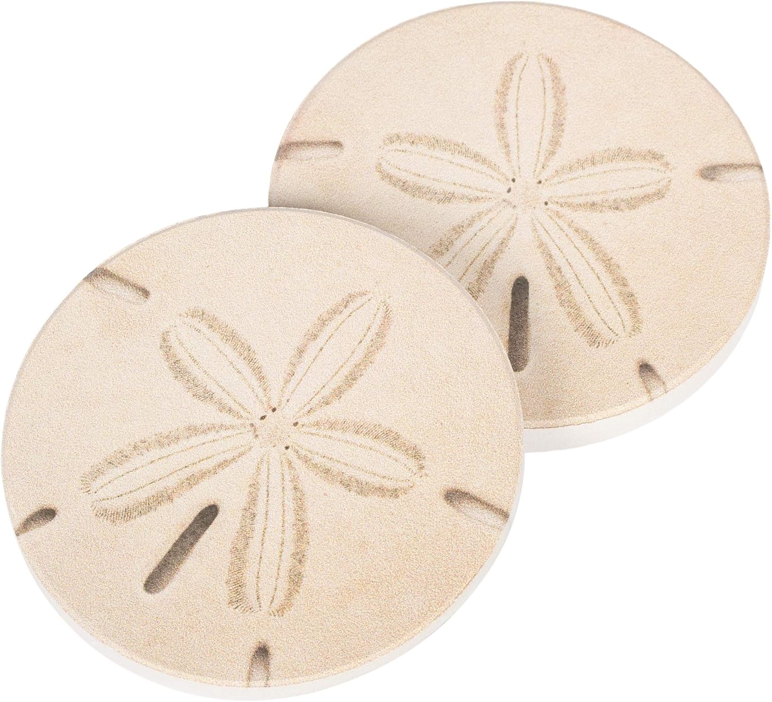 Sand Dollar Seashell Coastal 2.75 x 2.75 Absorbent Ceramic Car Coasters Pack of 2