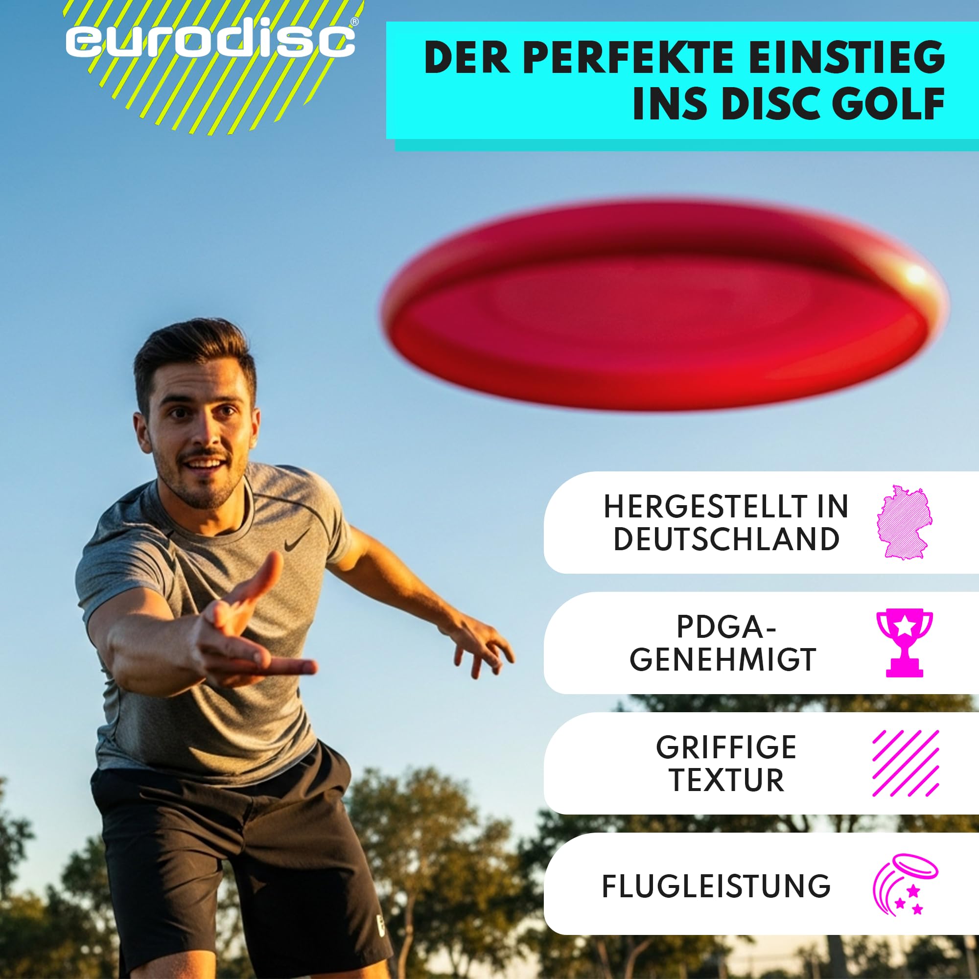 eurodisc Disc-Golf Einsteiger Starter Set, PDGA Approved, Putter Midrange Driver Disc