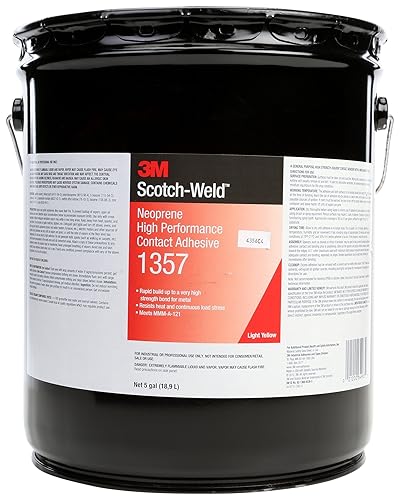 3M (TM) Adhesivo de contacto de neopreno de alto rendimiento 1357 amarillo claro, boquilla de vertido de cubo de 5 galones, 1 por caja
