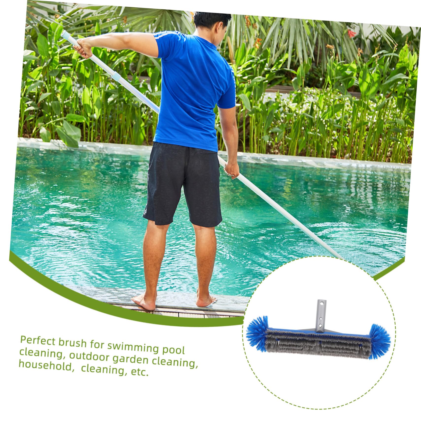 PartyKindom Poolbürste mit Aluminiumrücken für von Poolwänden Robuste Ergonomische Schwimmbadbürste Blau für Inground und Above Ground Pools mit Innovativem Design für Müheloses Säubern von