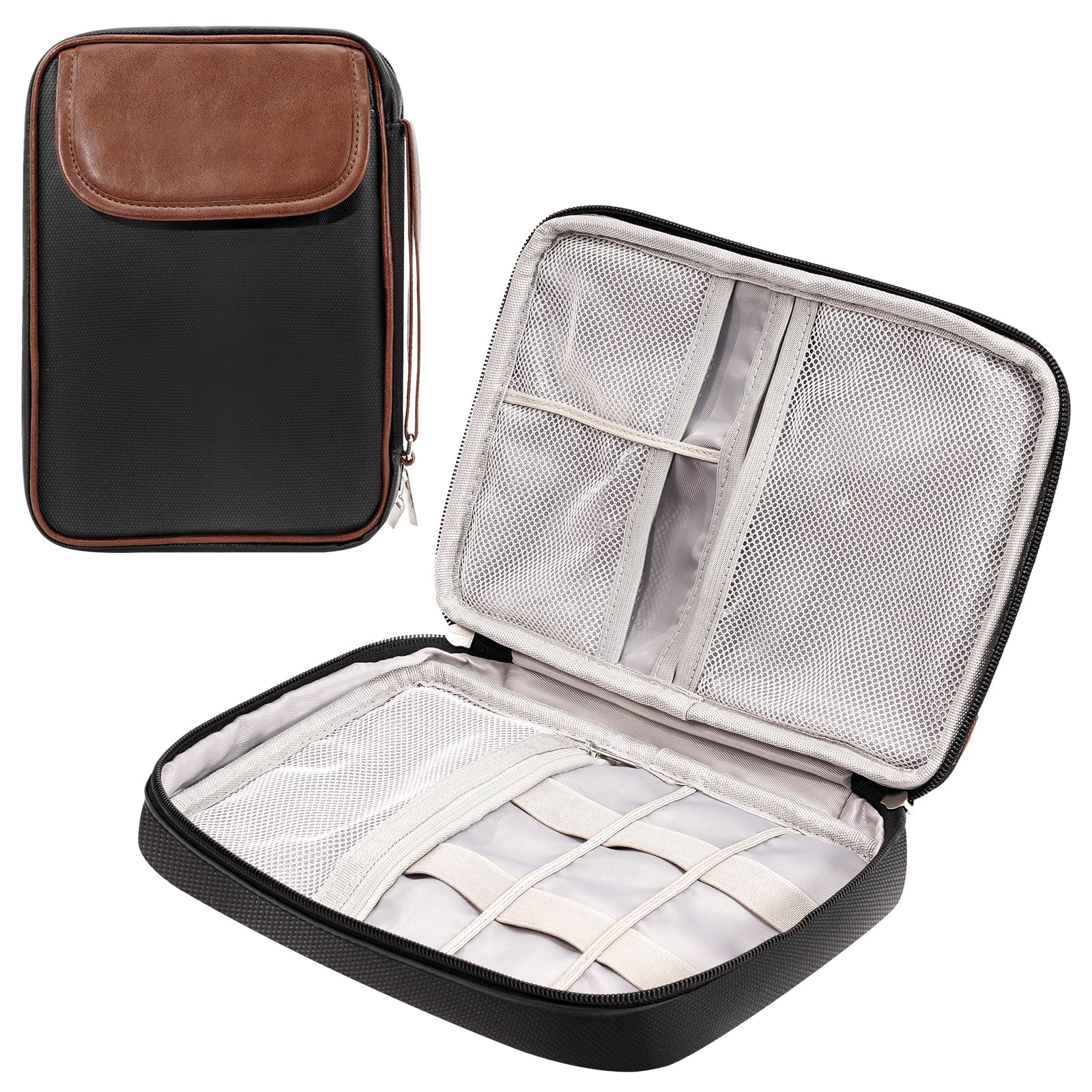 ProCase Electronics Organizer Travel Case, Tech Bag Accessories Pouch for Cords, Charger, Cables, Power Bank, Adapters,Wire -Black