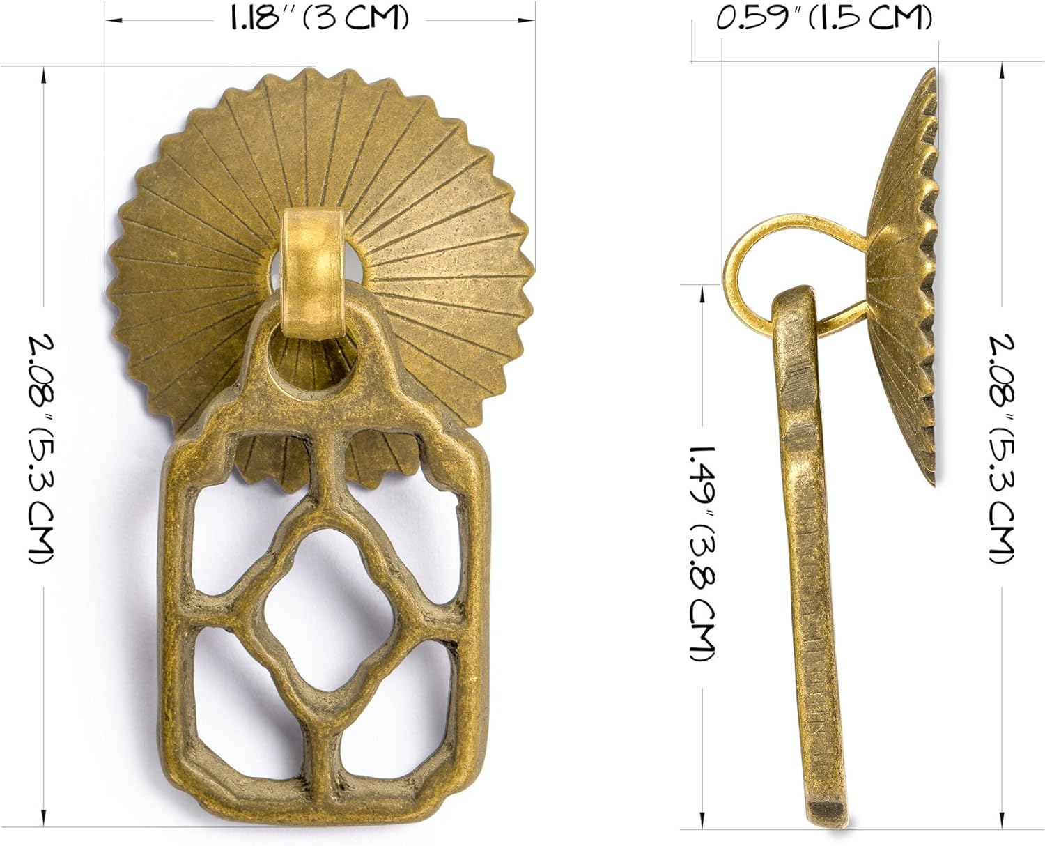 Hardware Philosophy "Flower Box Brass Hardware Pulls 2.1 Inches - Set of 2 - Architectural, Interior Design, Furniture Cabinet Customization Hardware