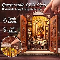 Vista 3 de CUTEBEE Kit de rincón de libros - Kit de casa de muñecas en miniatura para bricolaje para adultos y adolescentes, modelo de estantería para libros