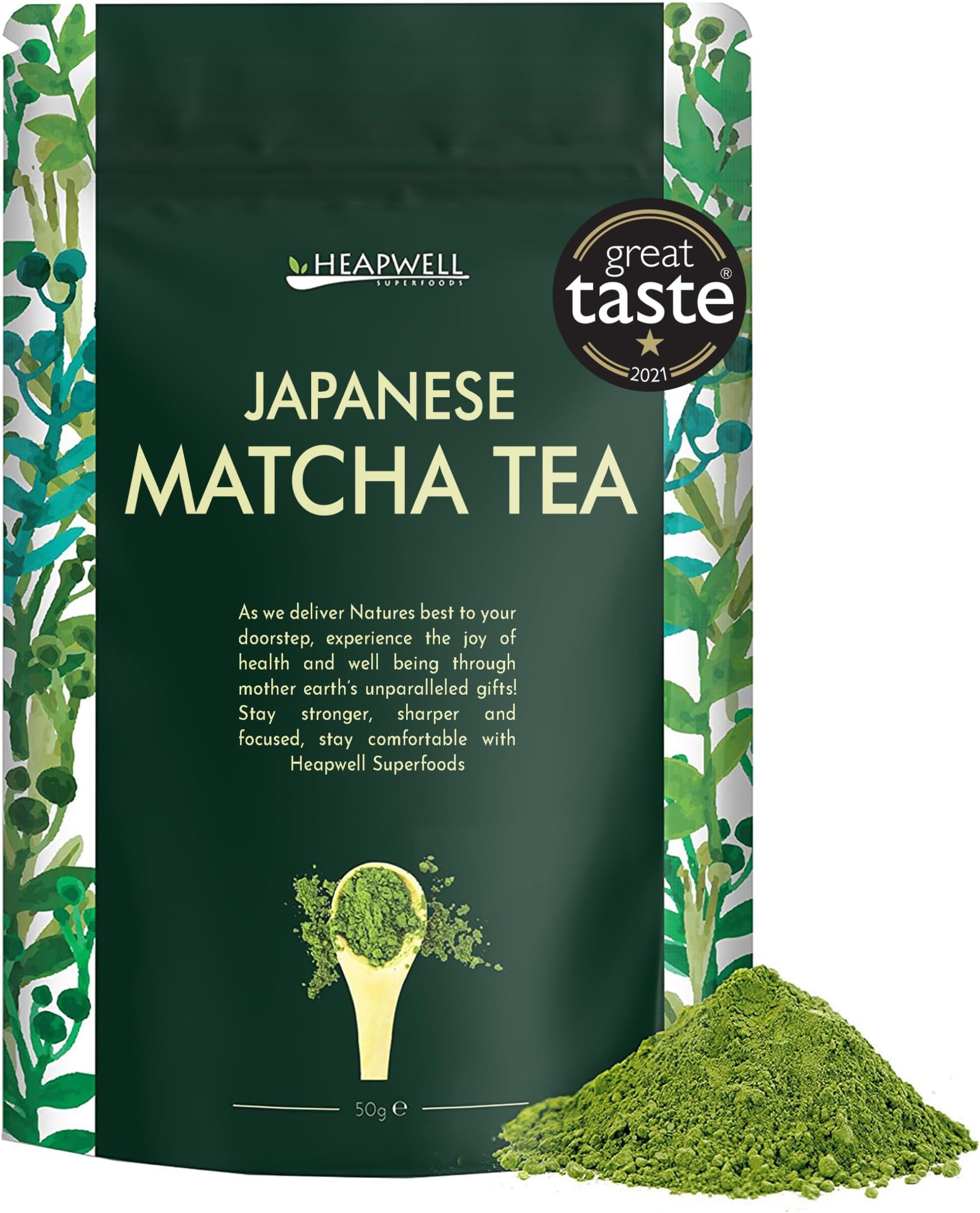 Heapwell Superfoods Japanese Matcha Green Tea Powder, 50g (50 Serving) | Premium Grade | Sourced from Shizuoka, Japan