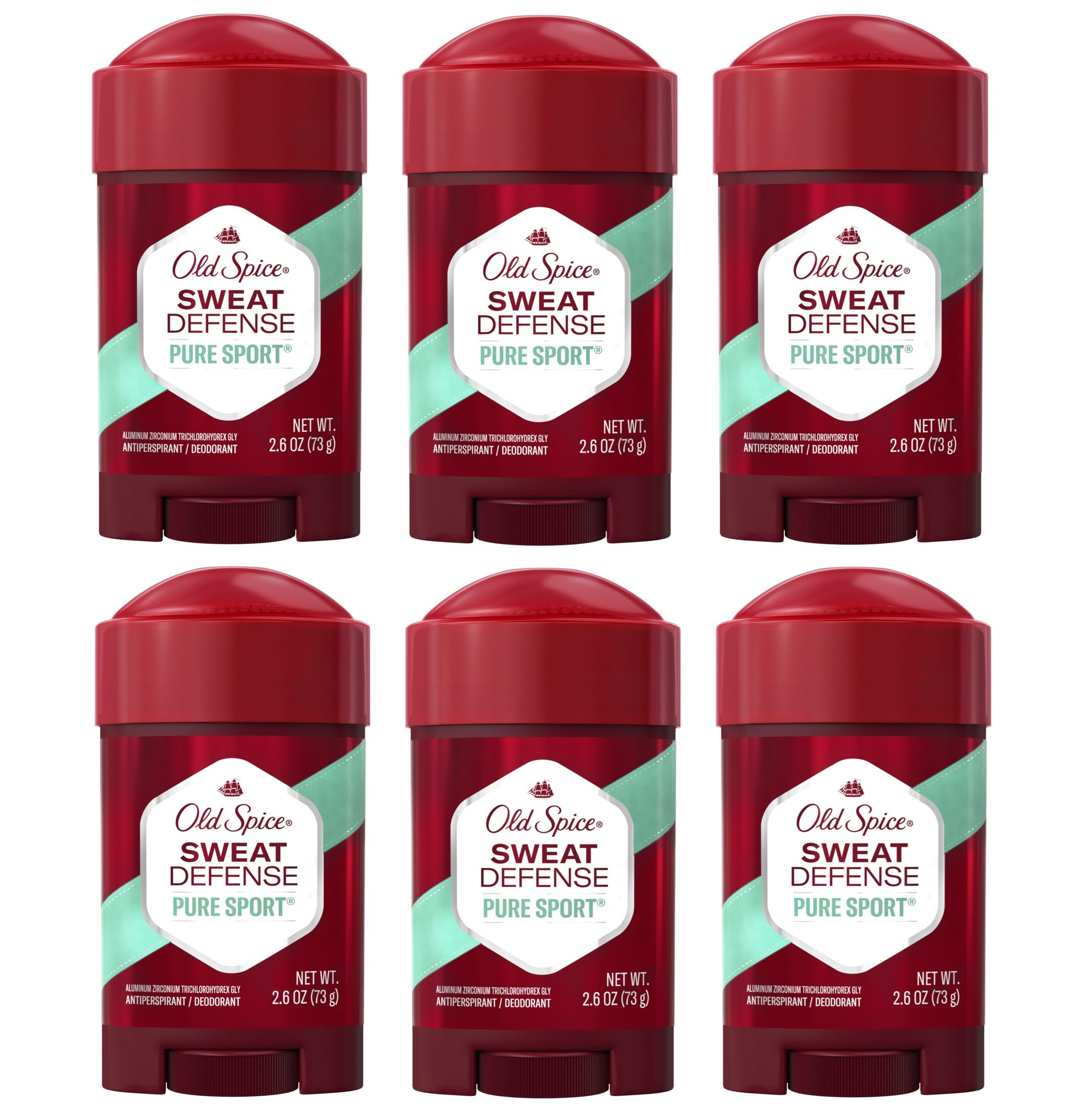Old Spice Anti-​traspirante 2.6 Ounce Pure Sport + Solid Soft (76ml) (6 pezzi)