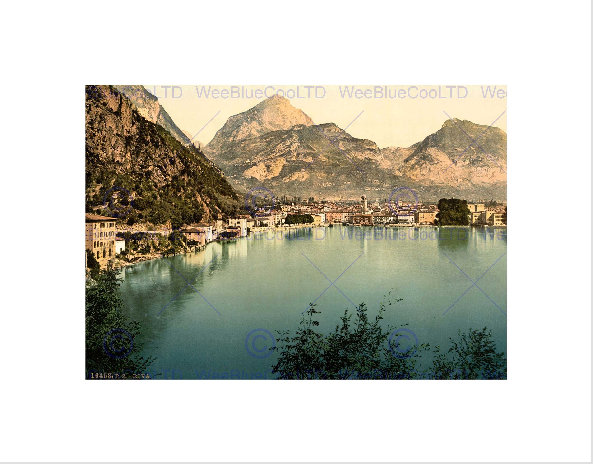 Wee Blue Coo VINTAGE PHOTOGRAPHY RIVA LAKE GARDA ITALY NEW BLACK FRAMED ART PRINT B12X11706
