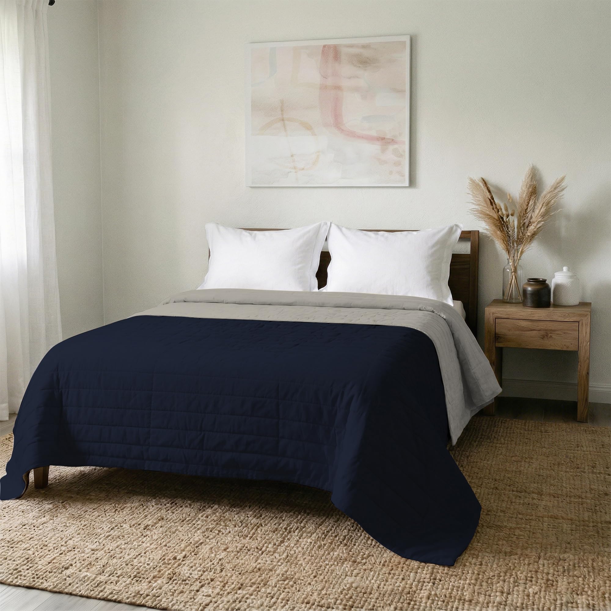 Edredón reversible bicolor de 260 x 270 cm para dormitorios modernos