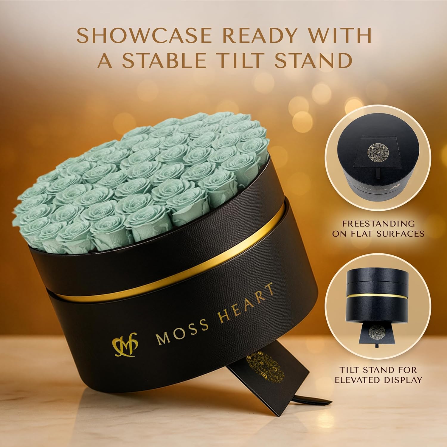 50 Preserved Roses in Designer Round Box, Real Forever Roses, Long-Lasting 1+ Year, No Watering, Luxury Home Décor Arrangement, Valentine’s Day Gift for Wife or Girlfriend - Image 8