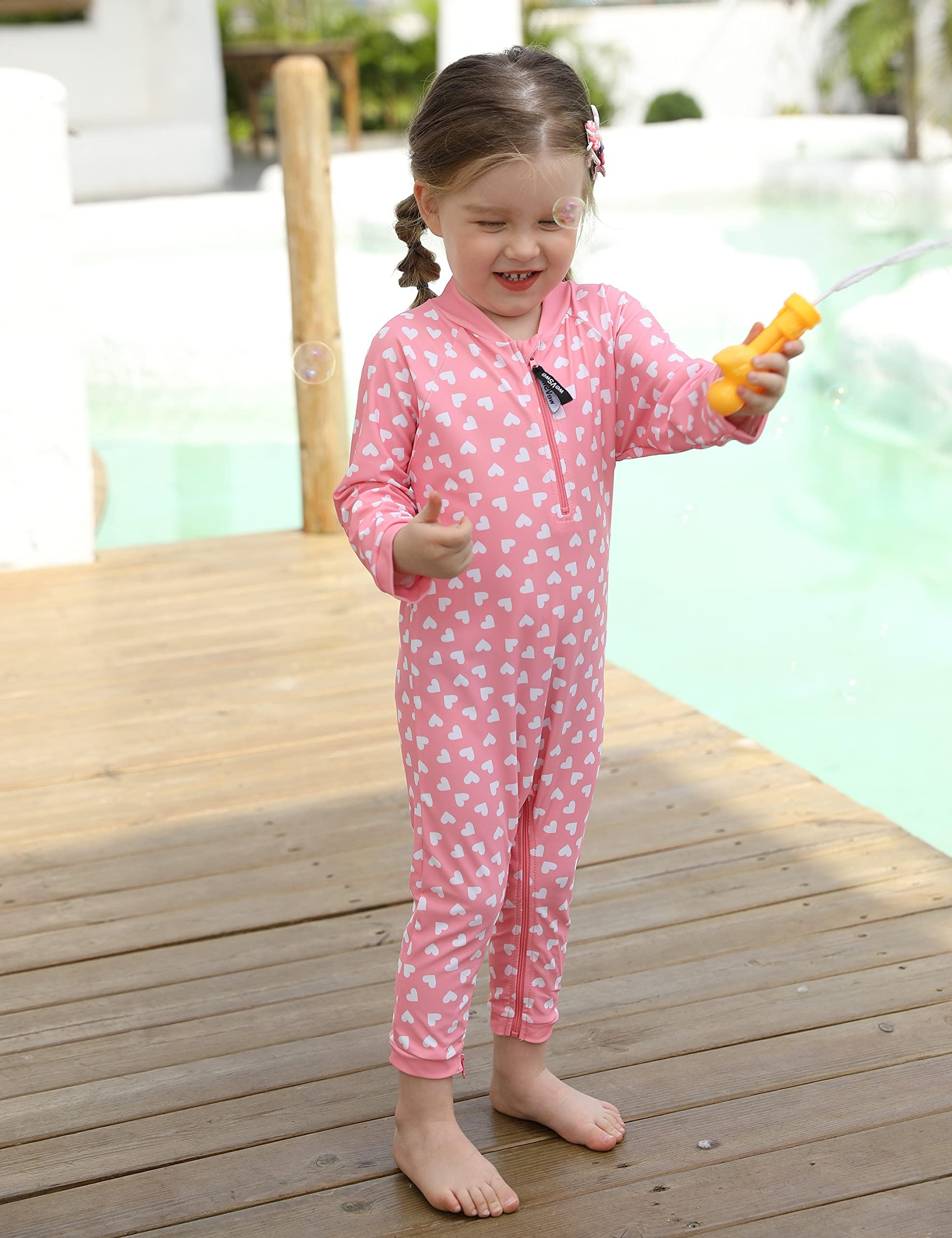 weVSwe Maillot de Bain bébé UPF 50+ Maillot de Bain Rash Guard à Manches Longues avec Fermeture éclair à l'entrejambe