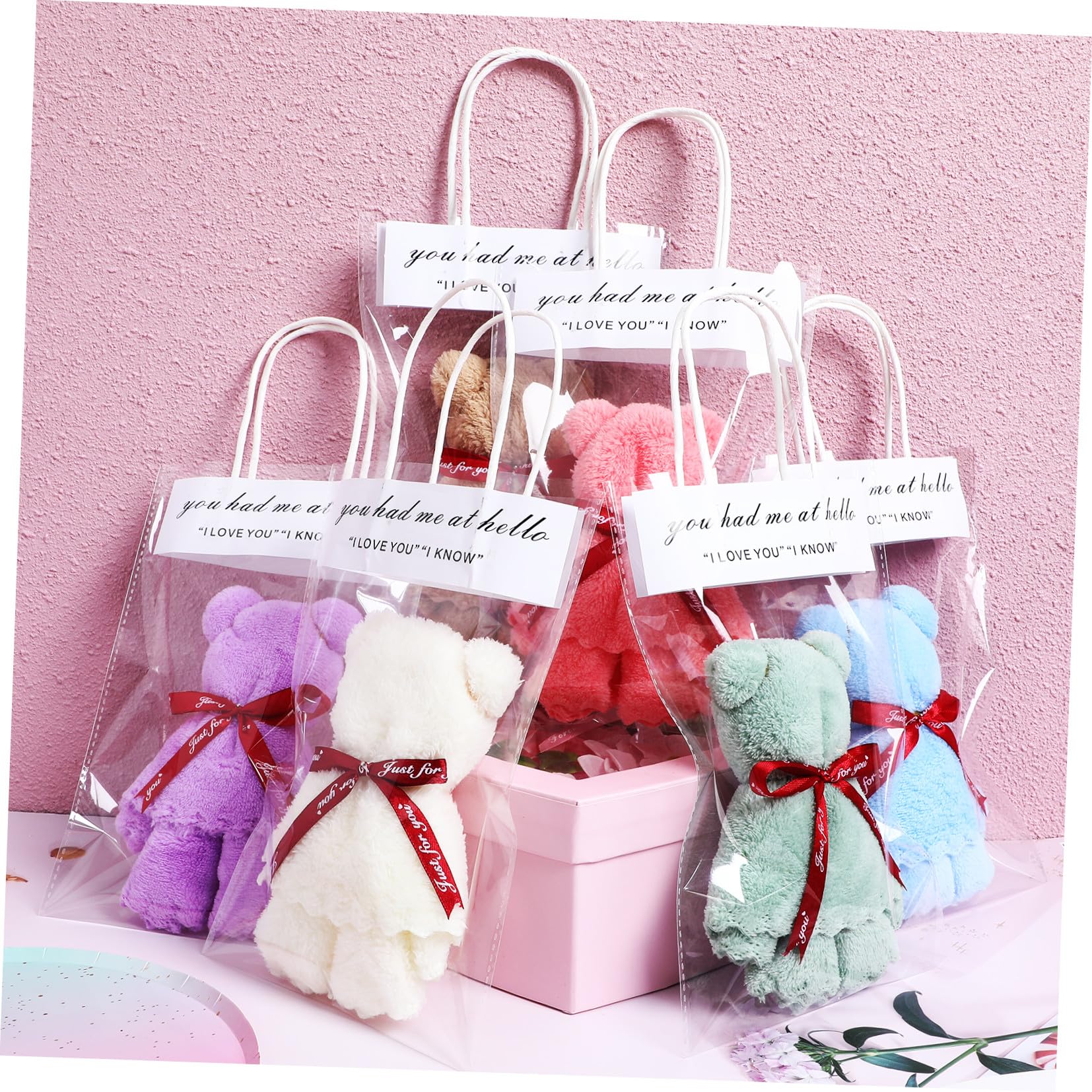 Serviette Visage D’ours Douce et Portable 12 Pièces en Polaire Corail