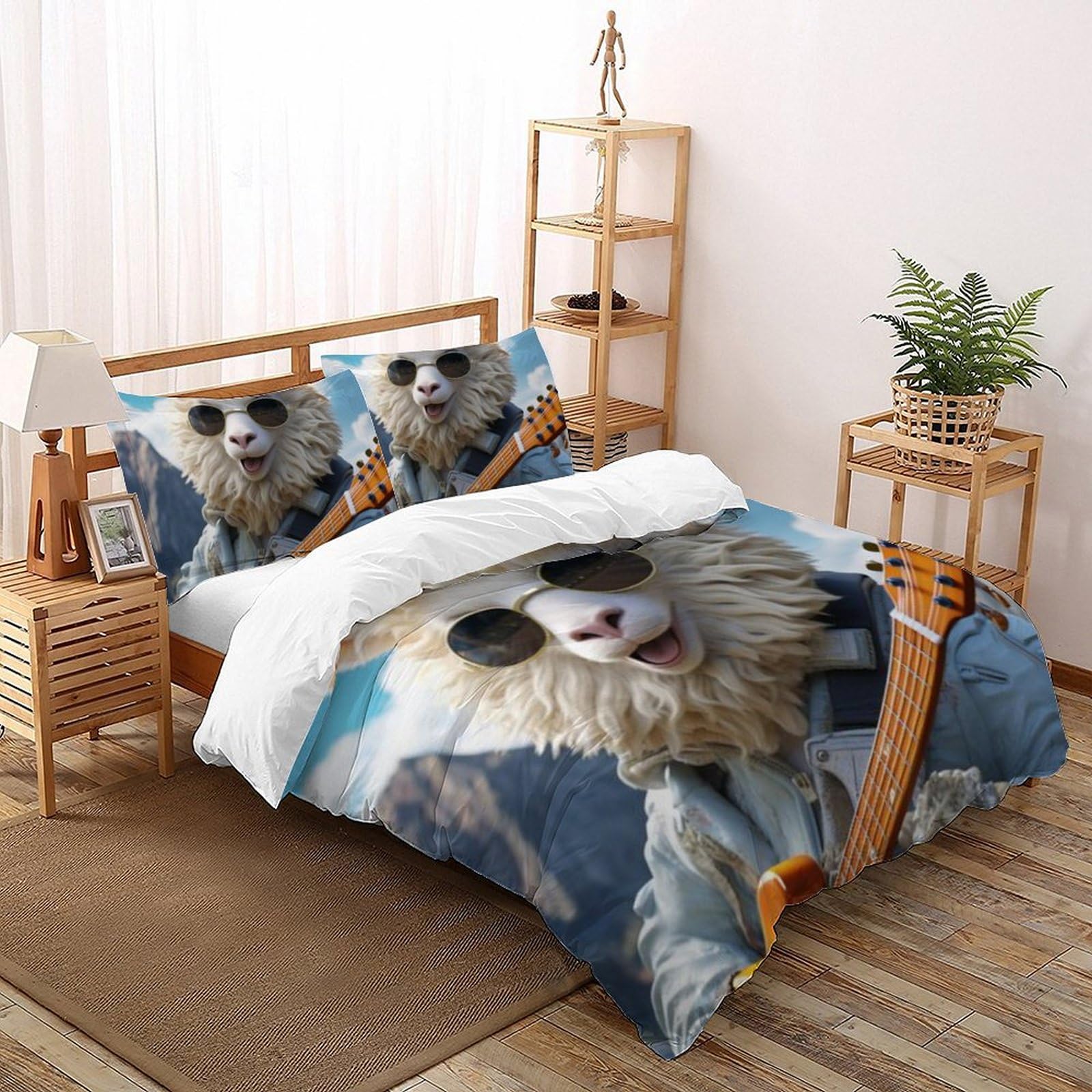 Housse de couette microfibre animaux land 260x220 anti-plis avec taies