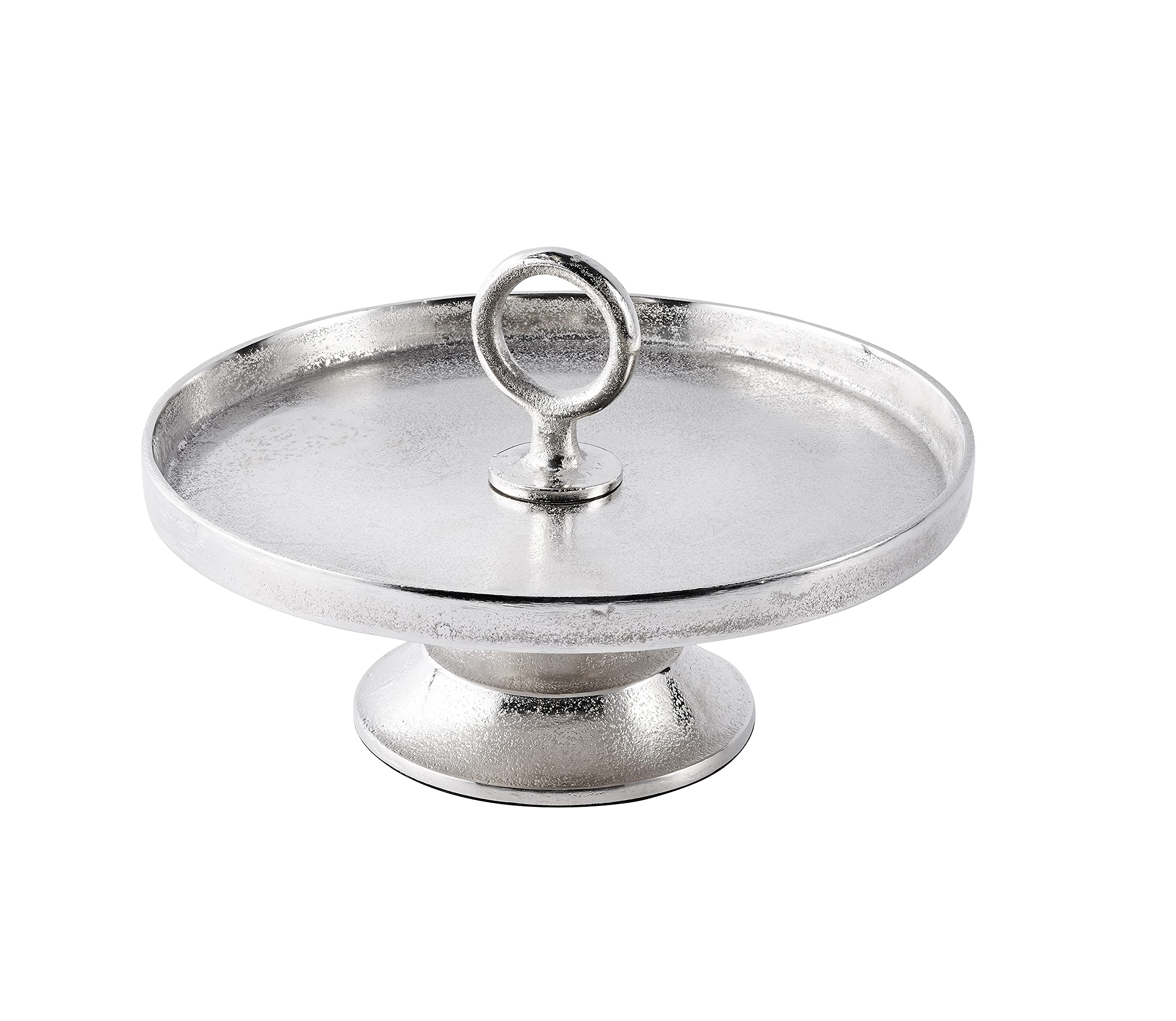 MichaelNoll Etagere Modern Dekoteller Schale Deko Dekoration - Servierplatte aus Metall Aluminium - Silber Luxus - Tischdeko Hochzeit - Weihnachtsdeko für Wohnzimmer, Esszimmer oder Küche - 30 cm