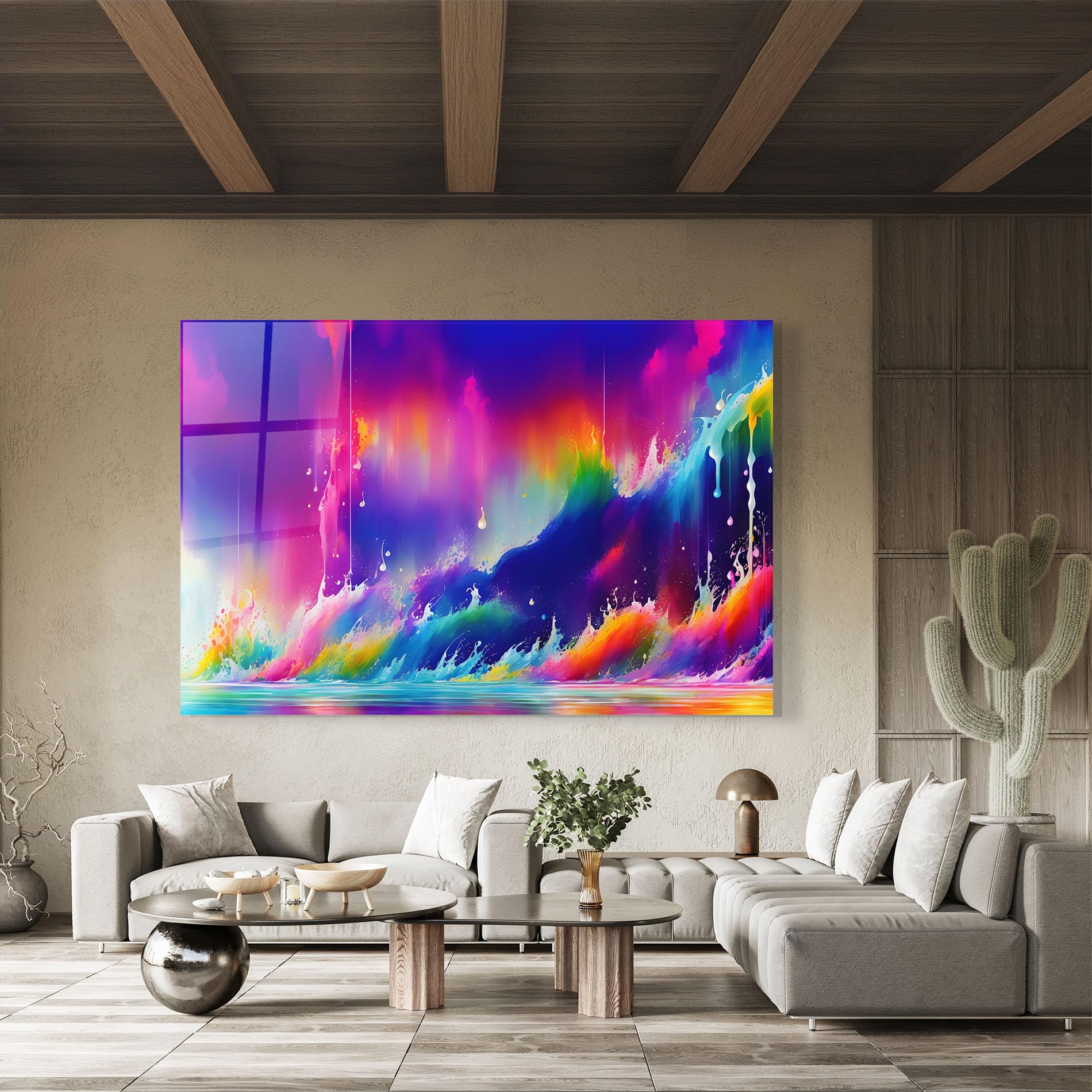 ARTHUB® Moderne impression sur verre 50x70 cm, 4mm verre trempé | Tableau en verre salon et chambre, Décoration murale moderne, Décoration intérieure, abstrait, Fairytale Landscape