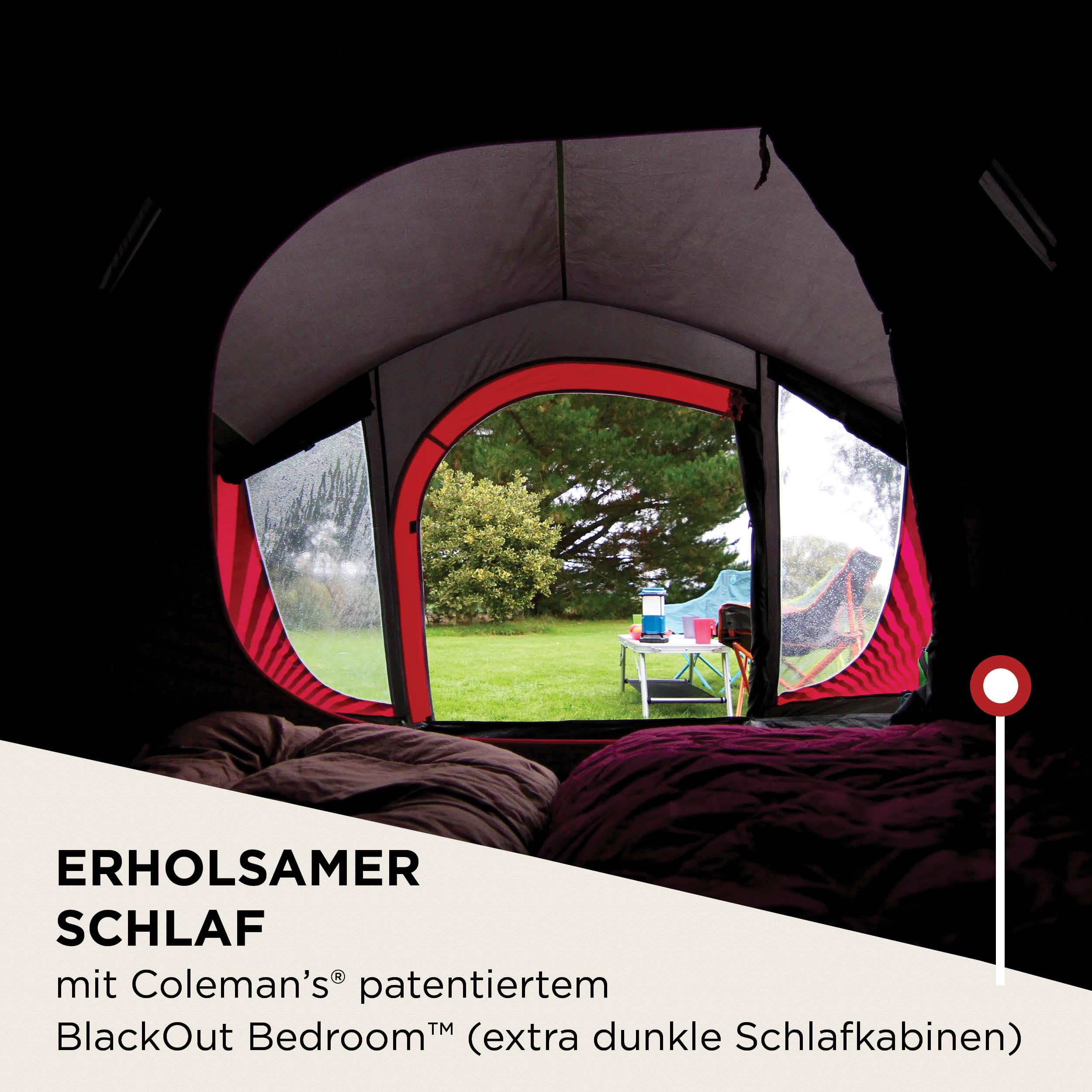 Coleman Blackout 3/4 Person 3/4 Man Tent Igloo Tent Festival Tent Lightweight Dome Tent with Awning Patented Night Black Sleeping Cabin Waterproof WS 4500 mm, red Sports & Outdoors