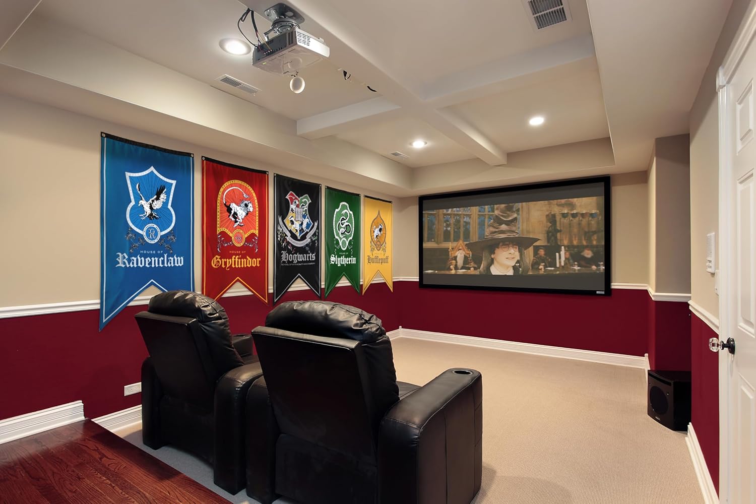 Conquest Journals Harry Potter 30'' x 50'' Wizarding House Flags, Set of 5 Banners, 300D Oxford Cloth, Banners for Birthday Parties, Party Supplies, Dorm Decorations, Wall Decor, Officially Licensed