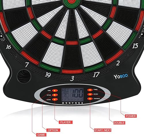 Miniatura 4 de Tablero de dardos electrónico, pantalla LCD, juego de dardos de puntuación automática con 6 dardos de punta suave, diana electrónica profesional