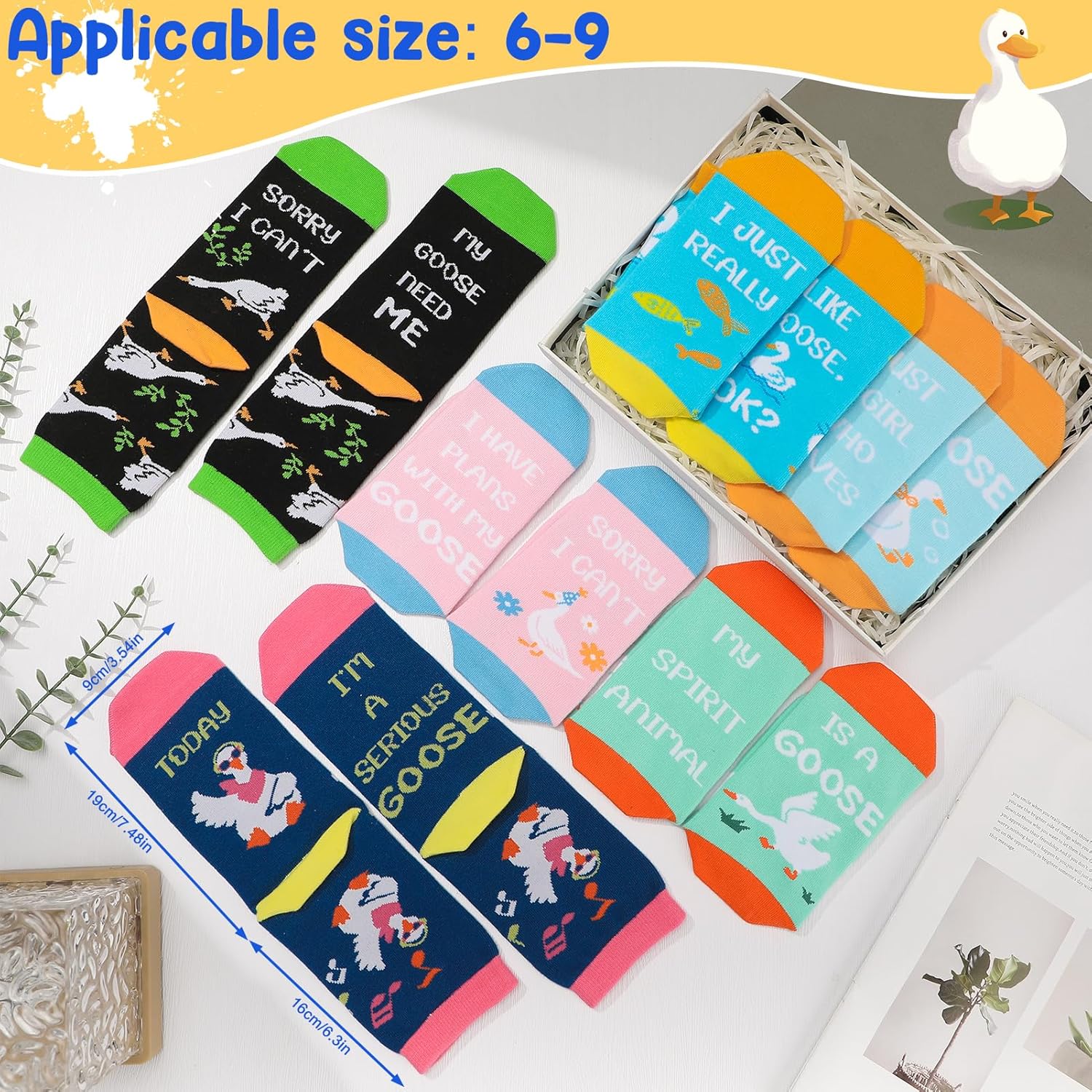 6 Pairs Funny Goose Socks for Women Goose Lovers Cute Crew Socks Christmas Stocking Stuffer Novelty Birthday Gifts for Animal Lover - Image 3