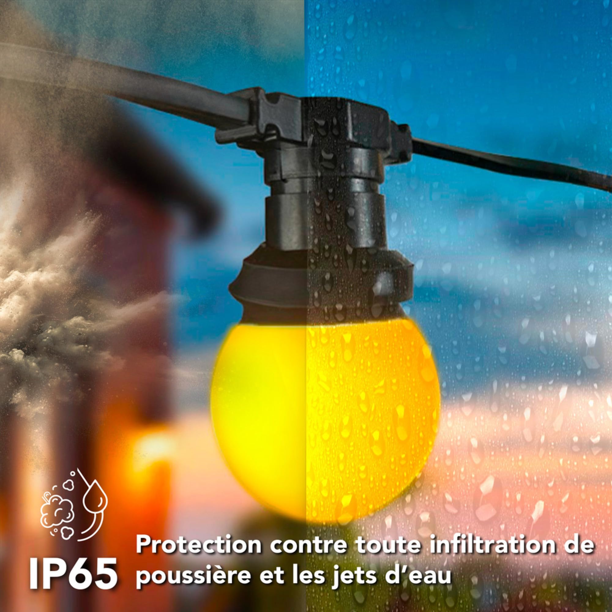 Guirlande LED 10 Ampoules E27 Coloris Assortis 10M connectable