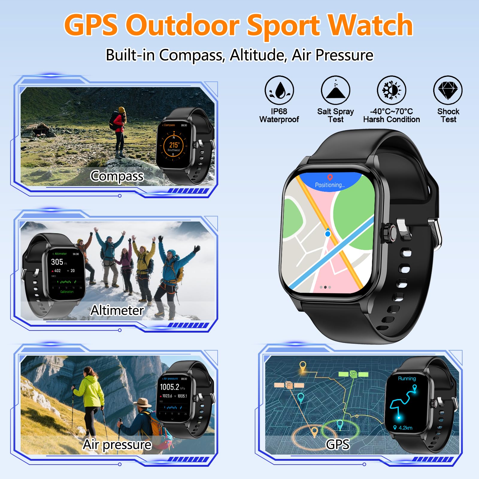 Smart Watch for Women Men with Text and Call, 2025 New AI Smartwatches with Heart Rate/SpO2/Sleep/Stress Monitor, 100+ Sports Modes, GPS Fitness Watches Compatible with iOS/Android (GPS, Black)