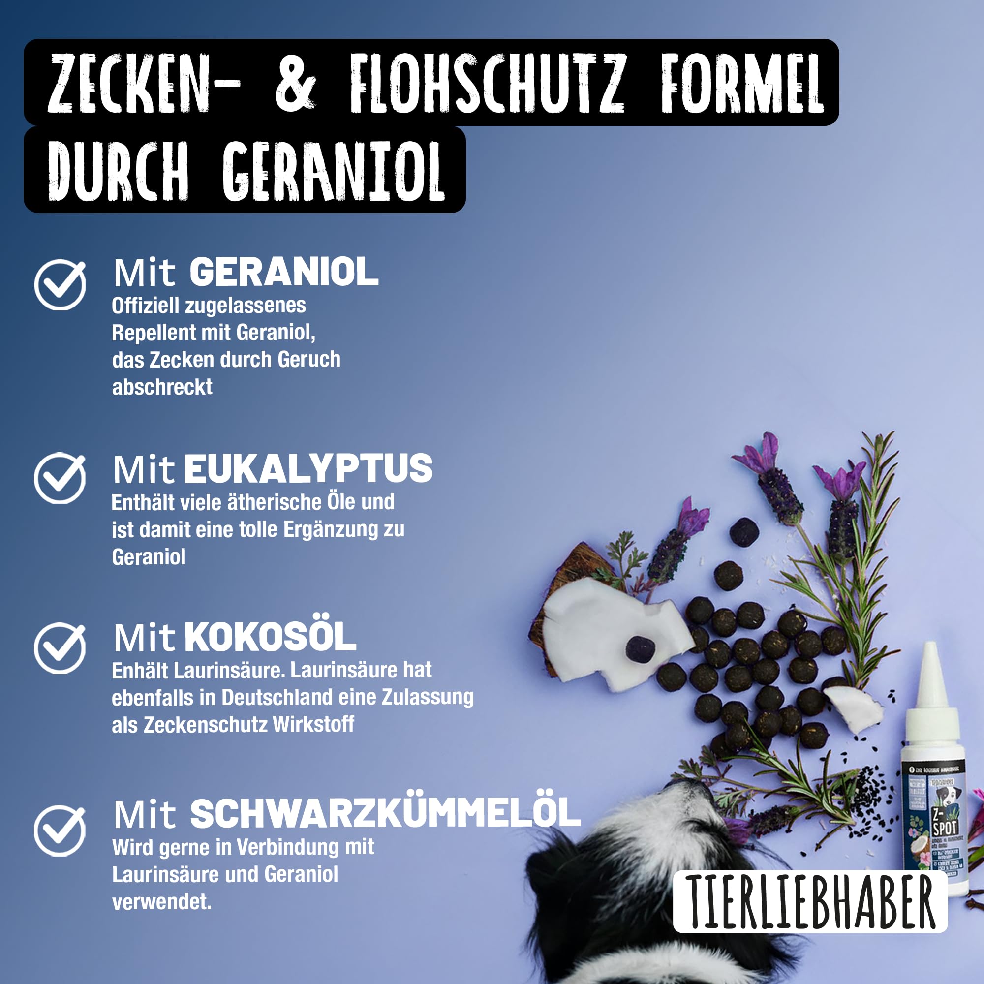 SPARSET – Zeckenschutz Hund Z-Spot mit Geraniol – Pflanzliches Zeckenmittel für Hunde tierärztlich entwickelt + Gras- & Kotfresser Drops bei Sodbrennen Hund mit Ulmenrinde für Hunde
