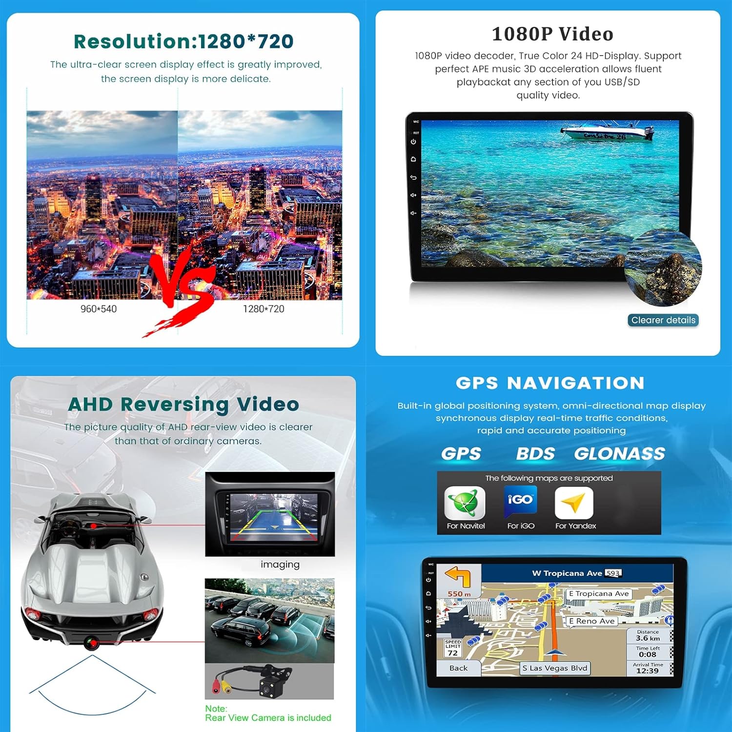 Double Din Car Stereo with Backup Camera, 9 Inch Touch Screen Car Multimedia Navigation MP5 Player for KIA Sorento 2013-2015 Support Carplay/Auto/4G/DSP/SWC/USB/FM Car Radio