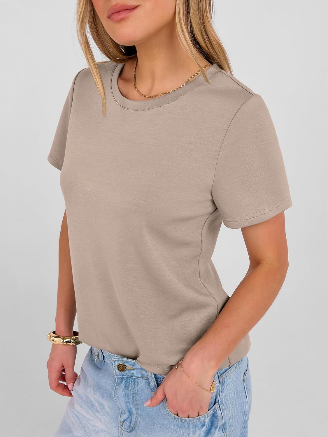 ANRABESS Women Short Sleeve Tops Summer Basic Tee Wrinkle-Free Trendy Cute T Shirts 2026 Spring Business Casual Outfits - Image 4