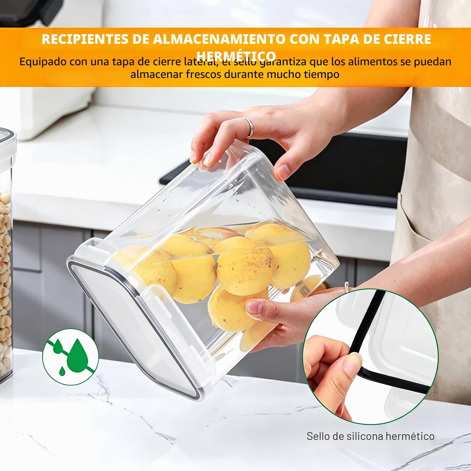 28 Piezas Recipientes Herméticos para Alimentos, Botes Almacenaje Cocina - Recipientes para Alimentos Sellados de Plástico para Cereales, Harina, Golosinas para Mascotas