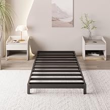 Yicensen 4" Twin Bed Frame, Low Profile, No Box Spring Required, Heavy Duty Metal Twin Size Platform Bed Frame with Rounded Corner Legs, Easy Assembly, Noise Free, Black