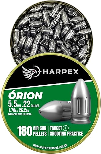 Miniatura 2 de Harpex Orion .22 Cal Airgun Pellets 26.2 Grain Heavy Design 12 mm .47 in Length Maximum Impact & Knockdown Power Premium Lead Pellets for