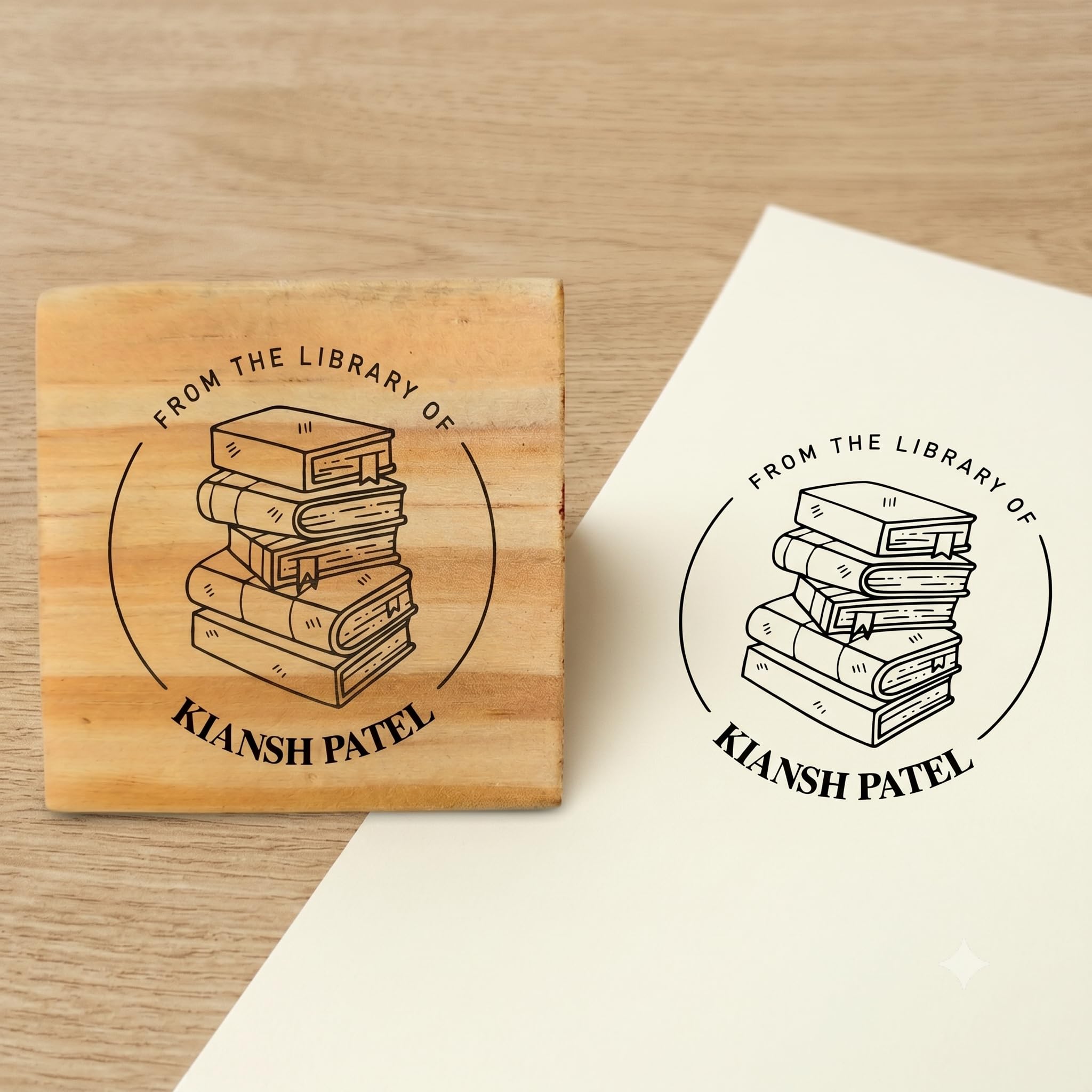 Kunya Personalised Book Stamp with Your Name(3.5 cm Dia), customised for Stamping Books for Readers, Great Gift for booklovers, Kids, Teachers (Bookworm)-image-8