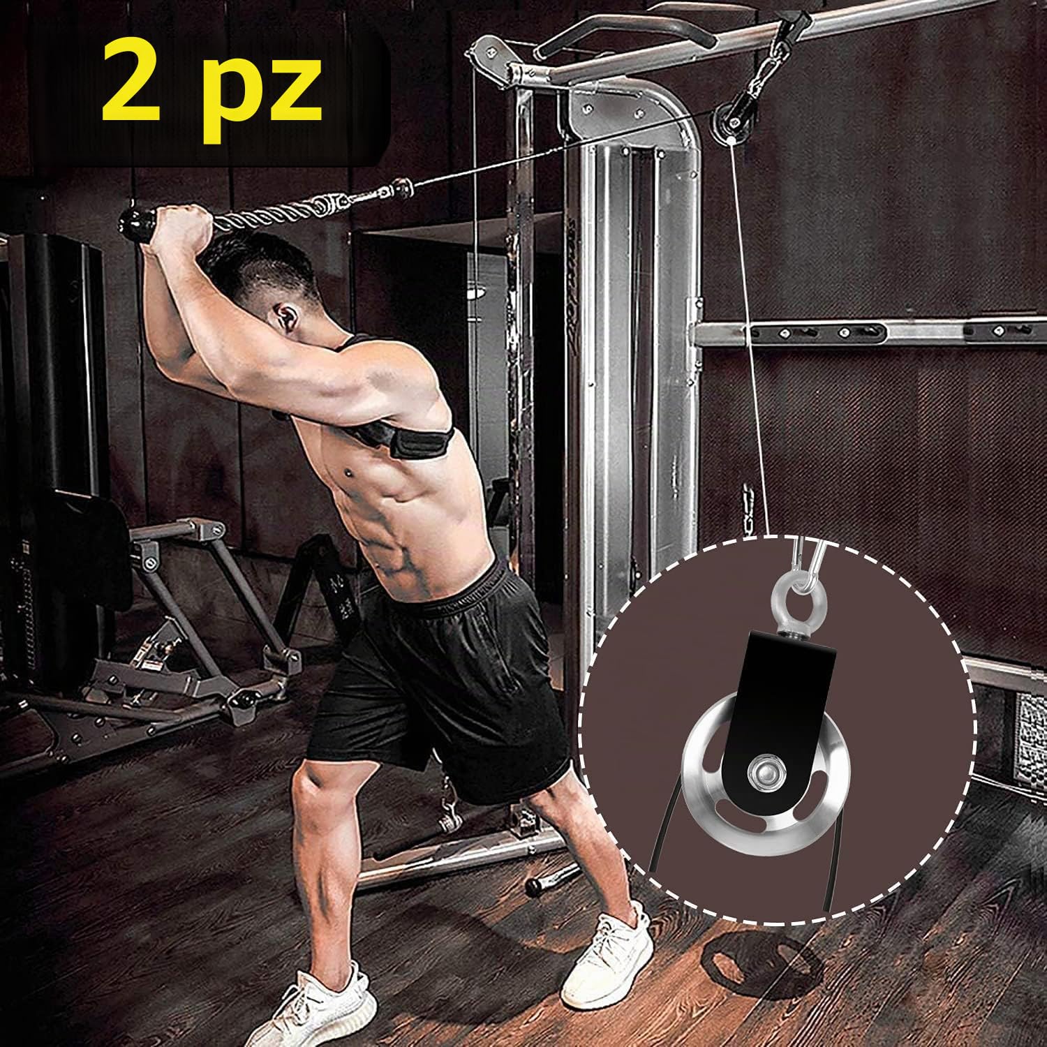 95 mm Carrucola per Sollevamento,2PZ Puleggia Carrucola,Puleggia Girevole alestra Cavo Puleggia Fitness per Sistema di Pulegge LAT Attacco a Discesa Fai-da-te, Attrezzatura da Palestra Domestica