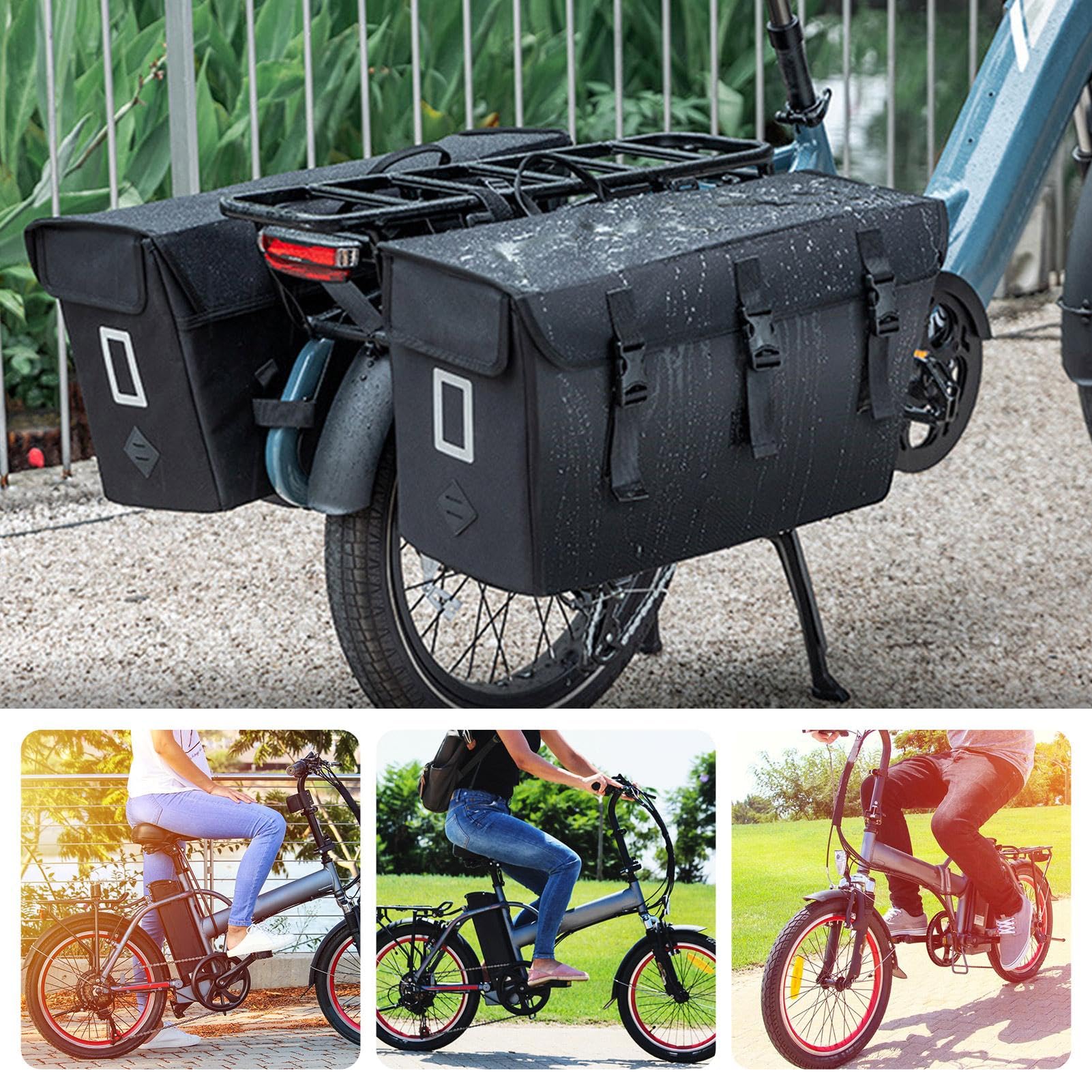 Amazon.co.jp: リアラック用 E サイクリングバッグ、ブラック E 