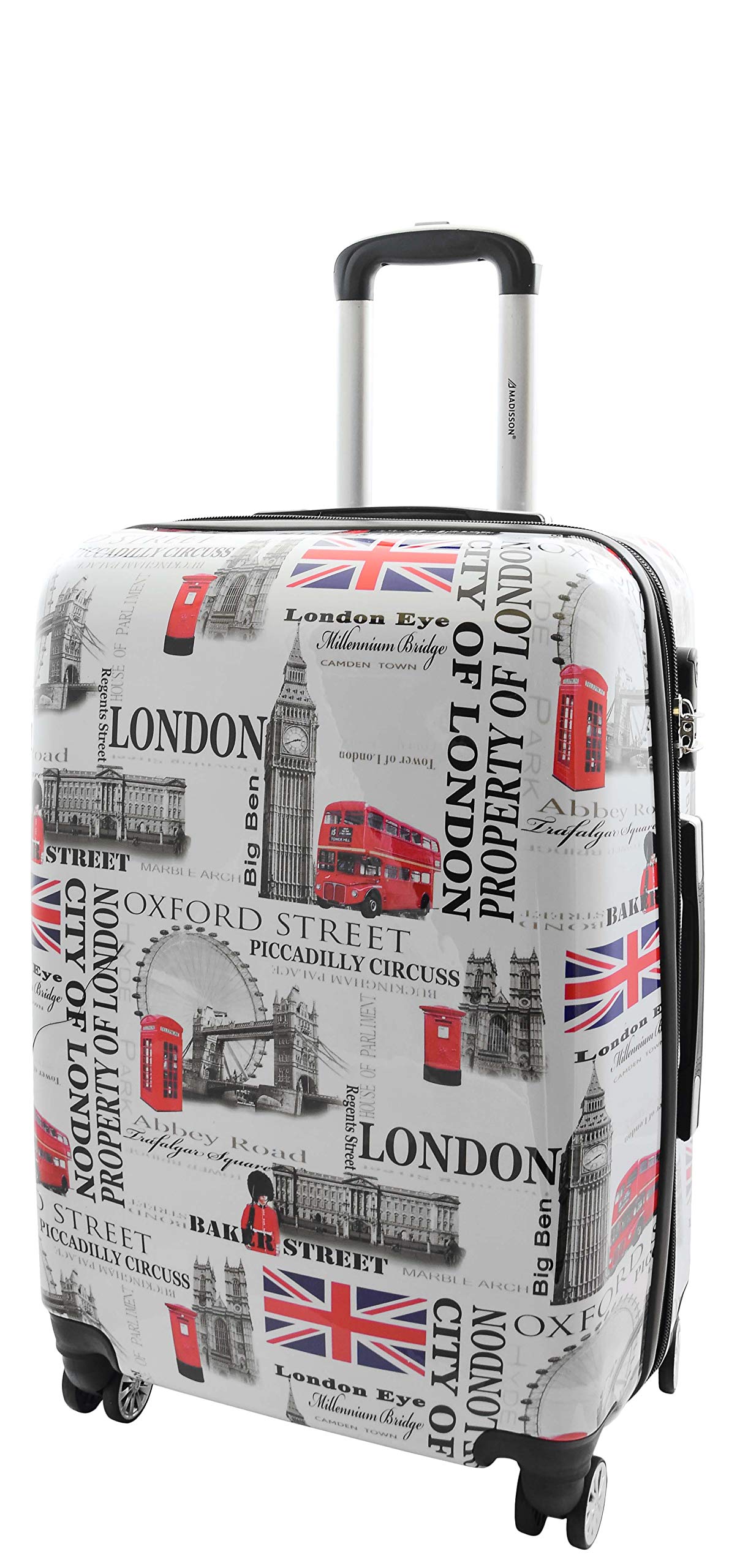 London City Print Walizka 4 koła Rozszerzalna Bagaż Torby podróżne HLG9620, biały, M, Bagaż