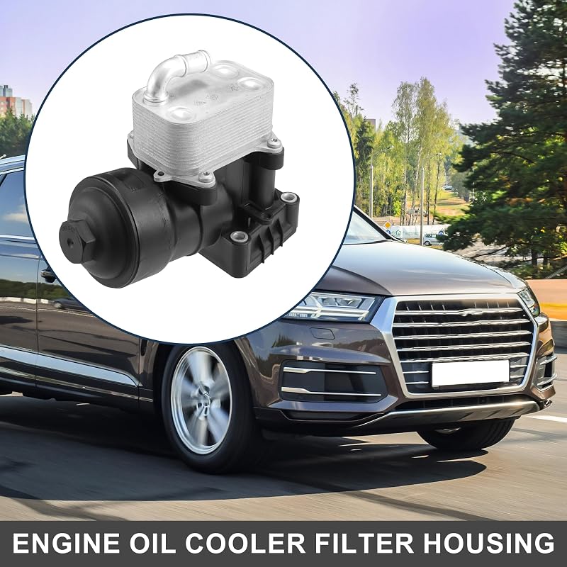 A ABSOPRO Motorolaj Hűtő és Szűrőház Adapter 03L115389E - Audi A3, TT, Q3, VW Golf, Tiguan, Skoda Octavia kompatibilis, O-gyűrűkkel, fekete