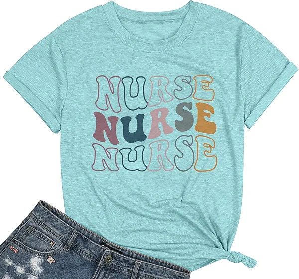 Nurse Shirts for Women Nurse Gift Tee Nursing School Tops Casual Short Sleeve Inspirational T Shirts