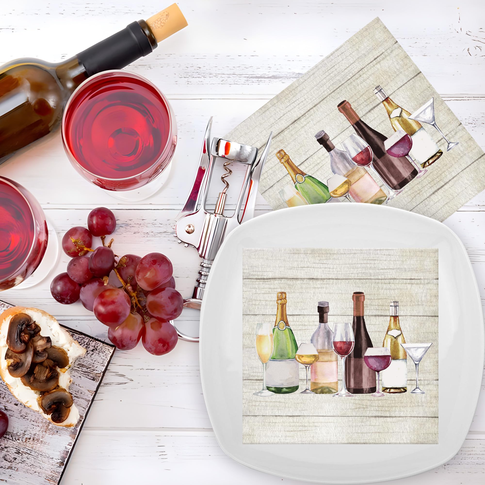 100 servilletas de cóctel de vino, desechables, para botellas de champán, servilletas de papel de 3 capas, servilletas de degustación de bar, servilletas de cena de camarero, servilletas de cena para