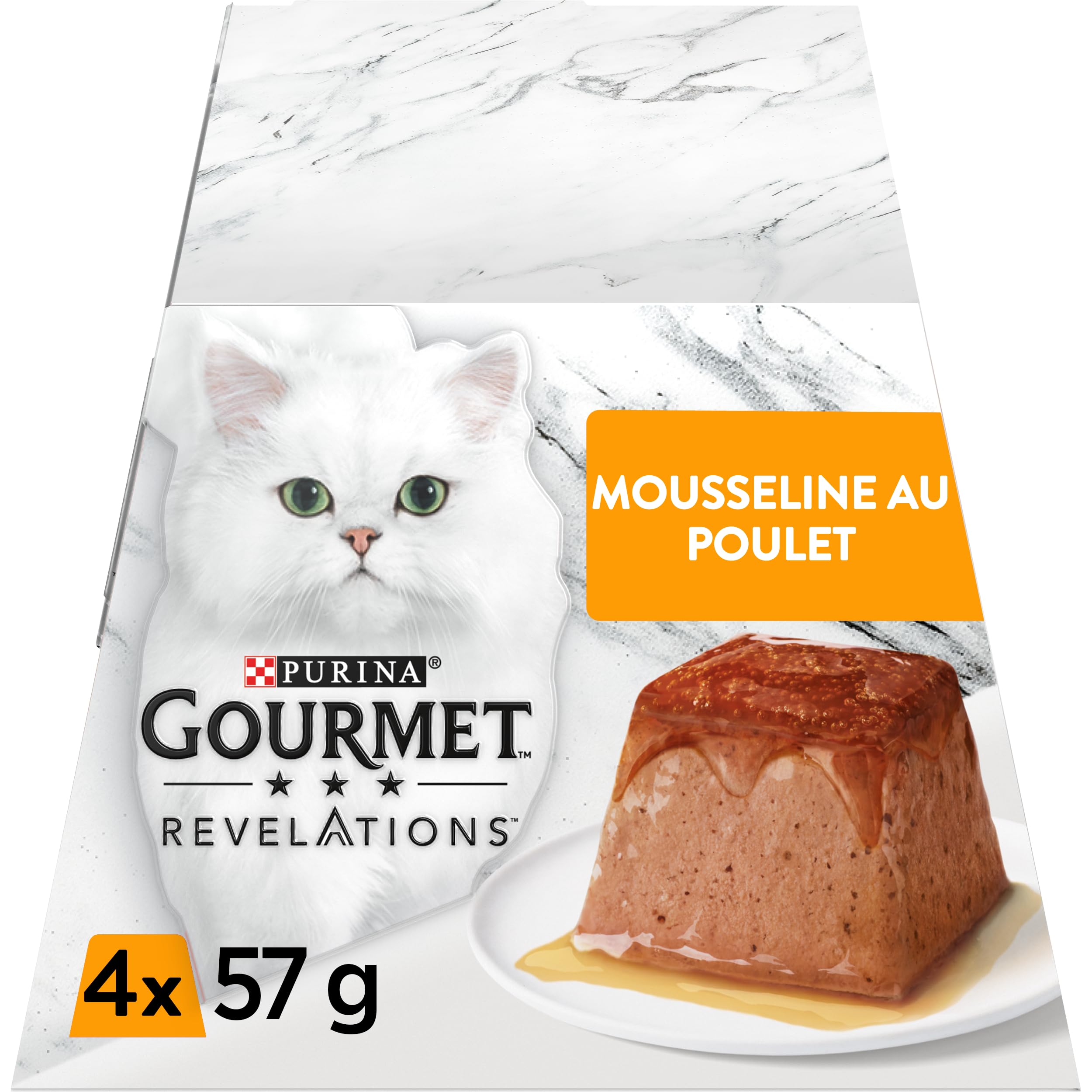 Gourmet Revelations Musselin mit Huhn mit Sauce | Mahlzeiten für ausgewachsene Katzen | 4 x 57 g