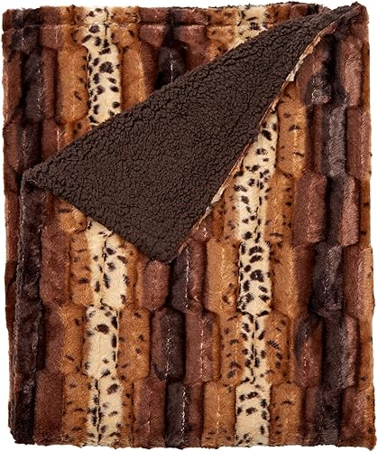 BrylaneHome Manta de piel sintética con estampado de animales - FullQueen, estampado de gato salvaje