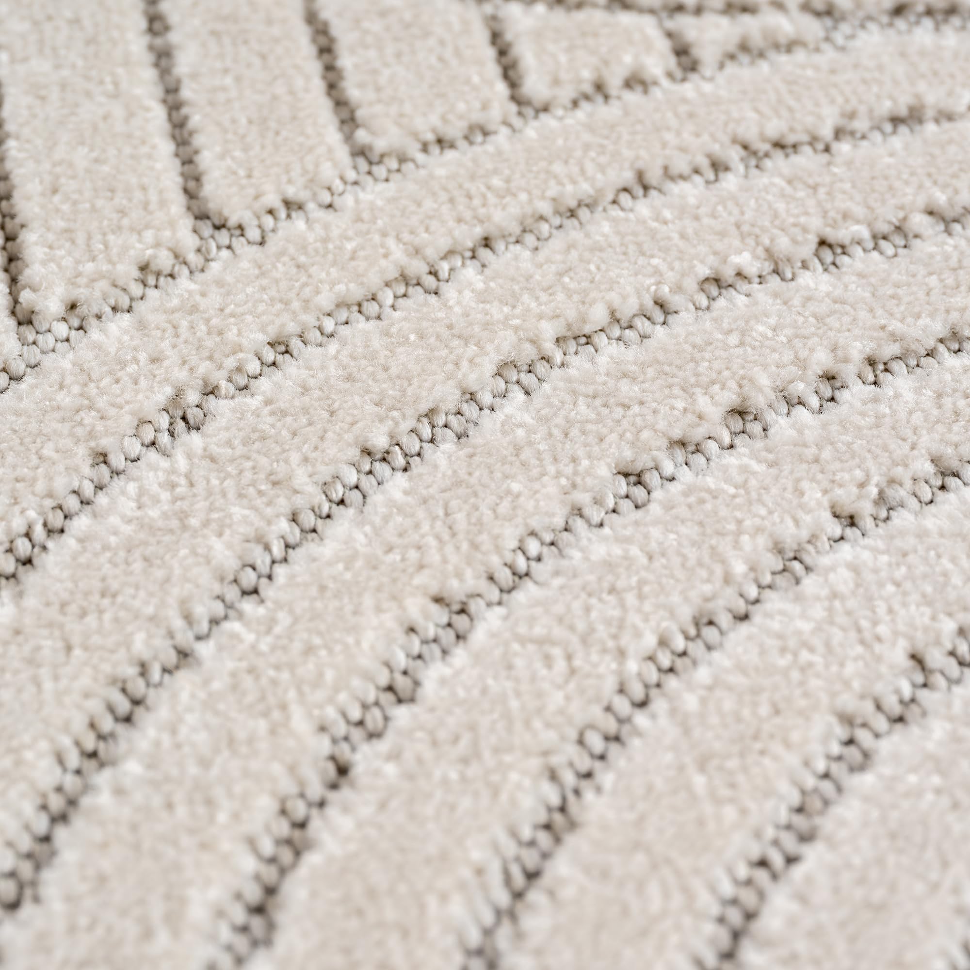 SIMPEX Tappeto 240x340 cm XL Crema, Pelo Corto con Effetto 3D Alto-Basso, Motivo Boho Scandinavo, per Interni o Esterni