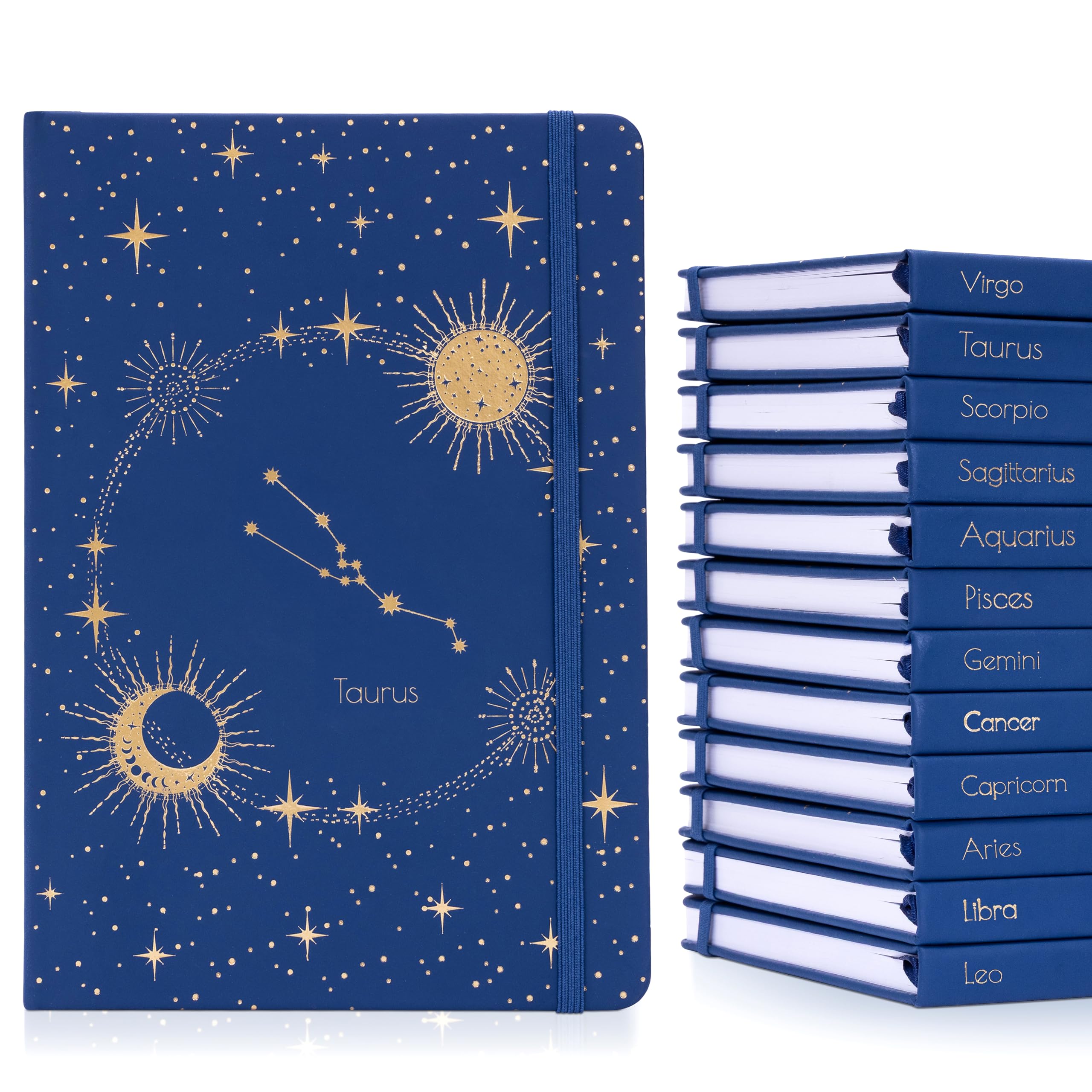 evelay Zodiac Sign Notebook A5 Ruled Journal Hardback with Gold Foil Constellations Design and Lined Pages for Notes Work School (Taurus)