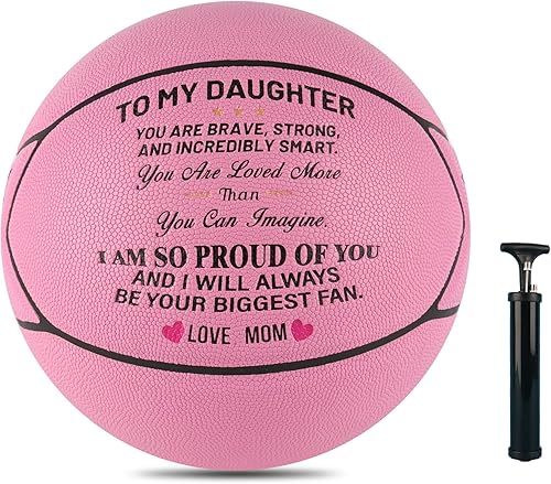 ANCBRUT Regalos personalizados de baloncesto de aliento para mujeres, adultos, fanáticos, a mi hija, de mamá, tamaño personalizado, 7, canasta de