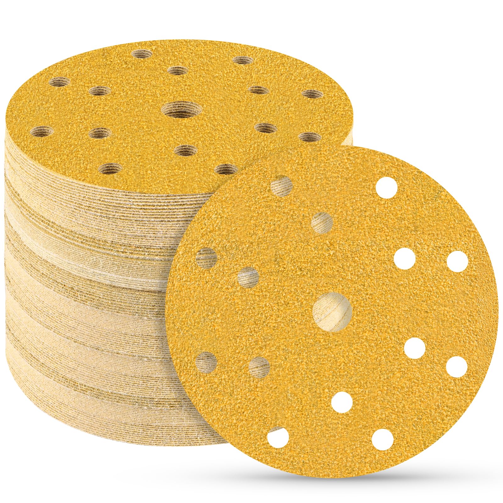 STEBRUAM 40 piezas Discos de Lija 150mm de Papeles de Lija 40 Grano 15 agujeros Ideal para 6 Pulgadas Lijadora Excéntrica y Lijadora Orbita