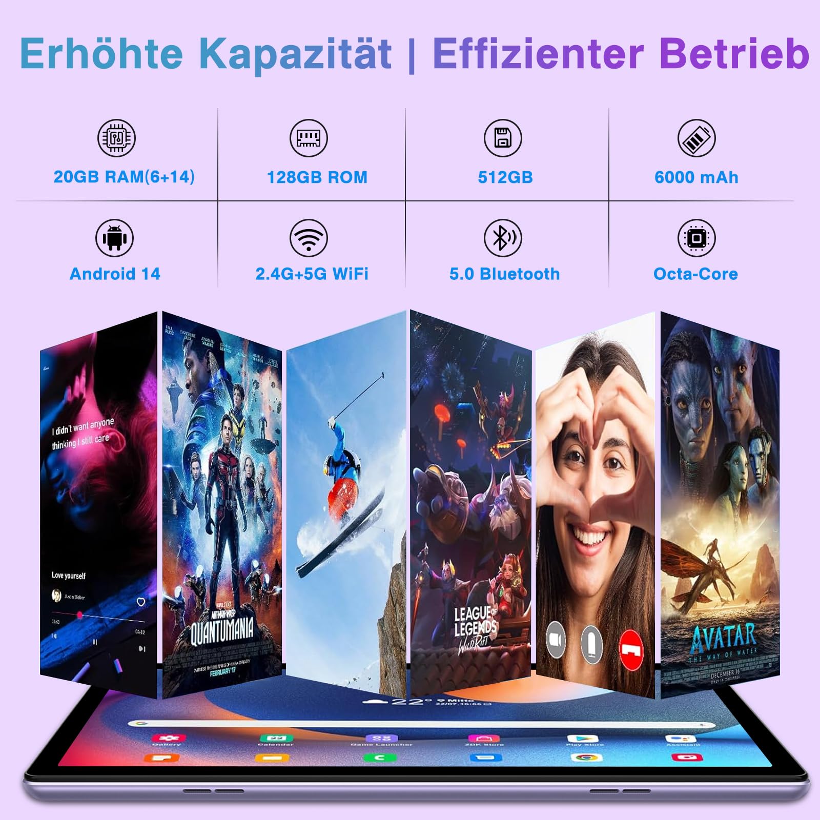 Tablet Android 10.1 con Teclado y Ratón, 20GB+128GB, Octa-Core