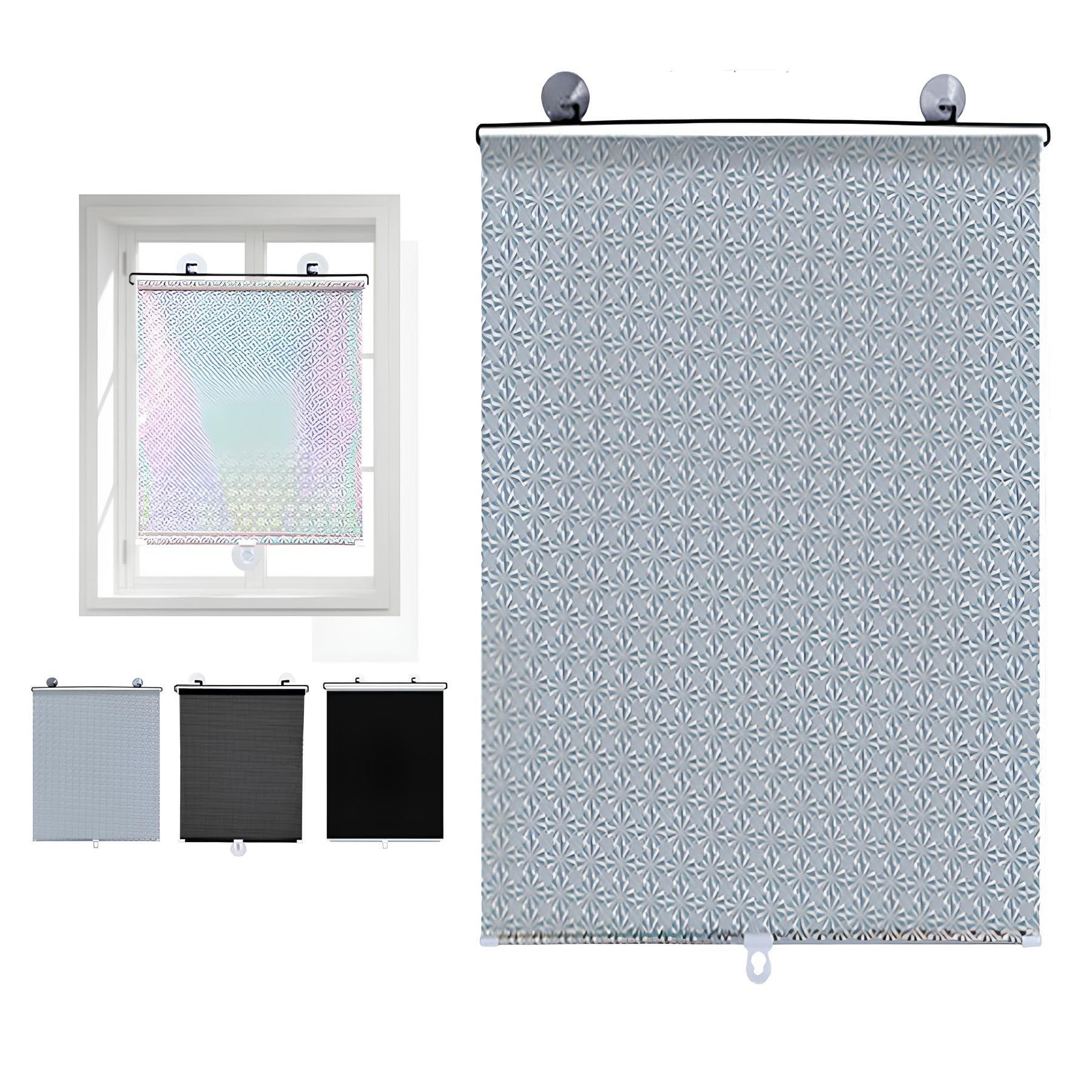 Retractable Roller Blind with Suction Cups, Blackout Window Sun Shade