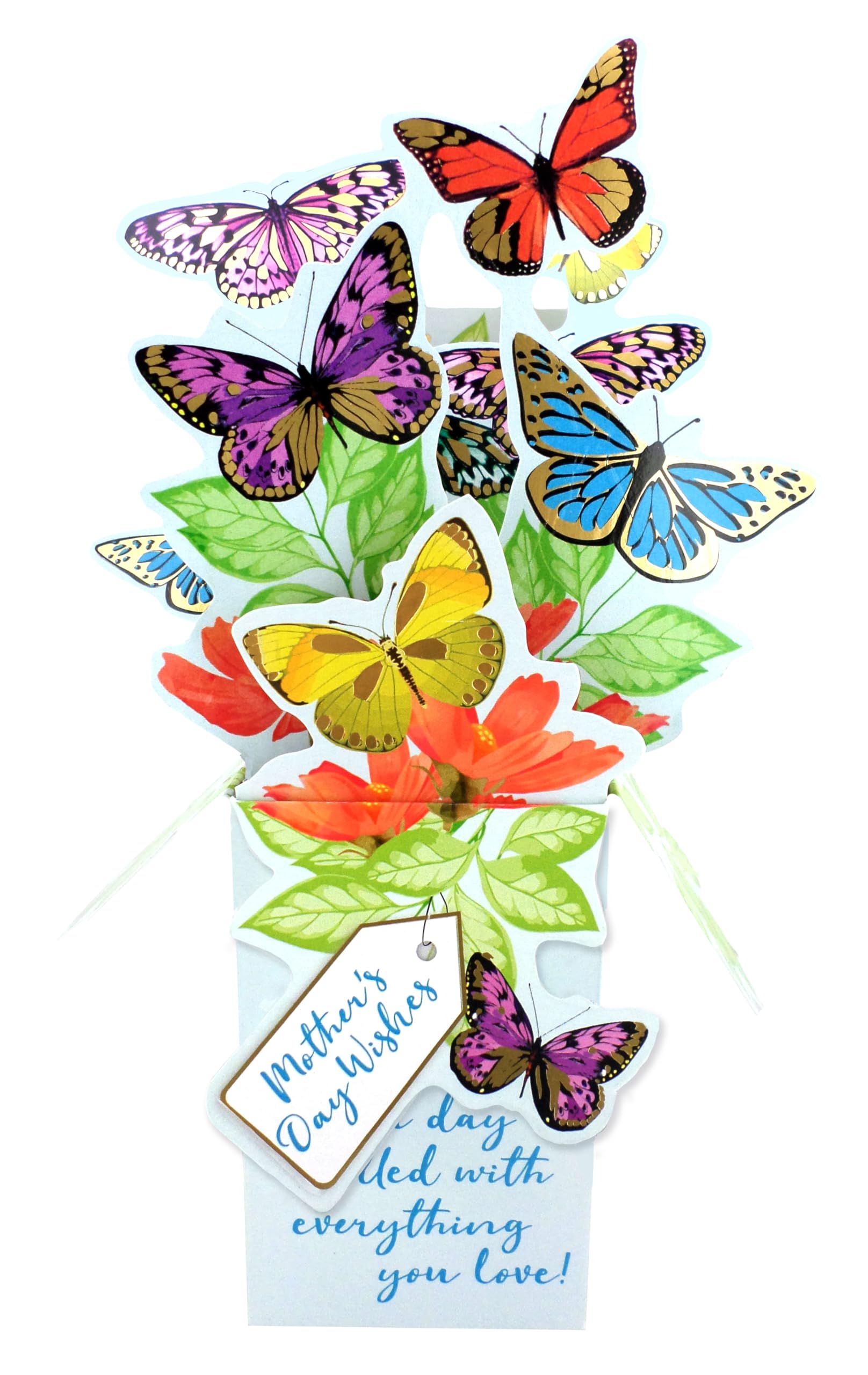 Mother's Day Wishes Butterfly Kisses Mother's Day Pop Up Clever Cube Card, 14cm x 24.5cm